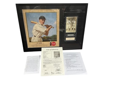 Ty Cobb Coca Cola Litho Treated By Bob Inge + Ty Cobb Cut With COA Copy