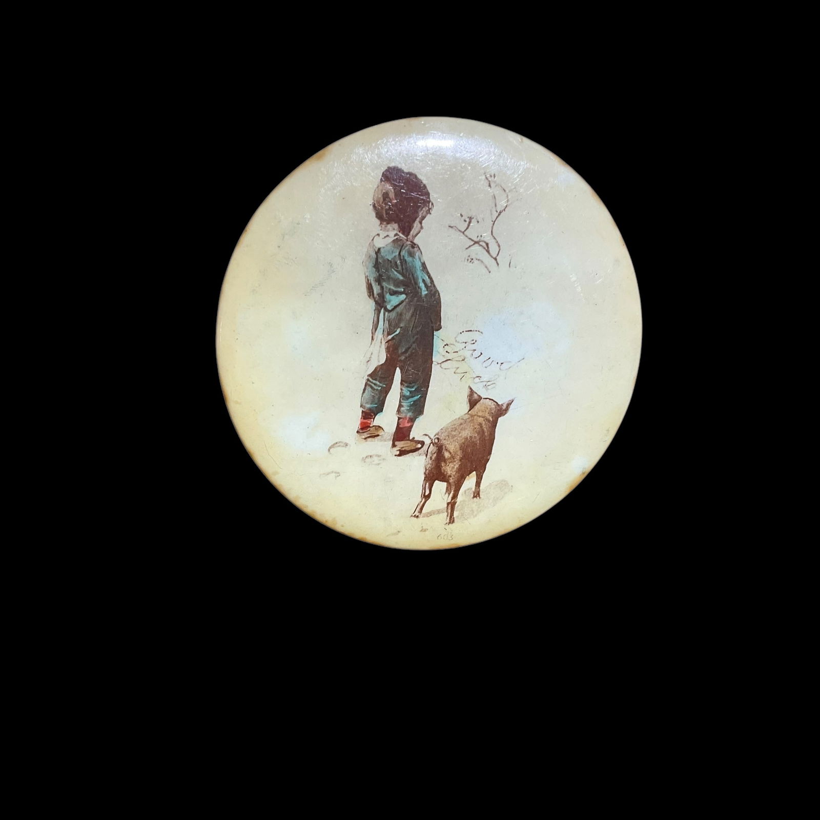 Vintage Celluloid Pocket Mirror “Good Luck” (1 of 2)