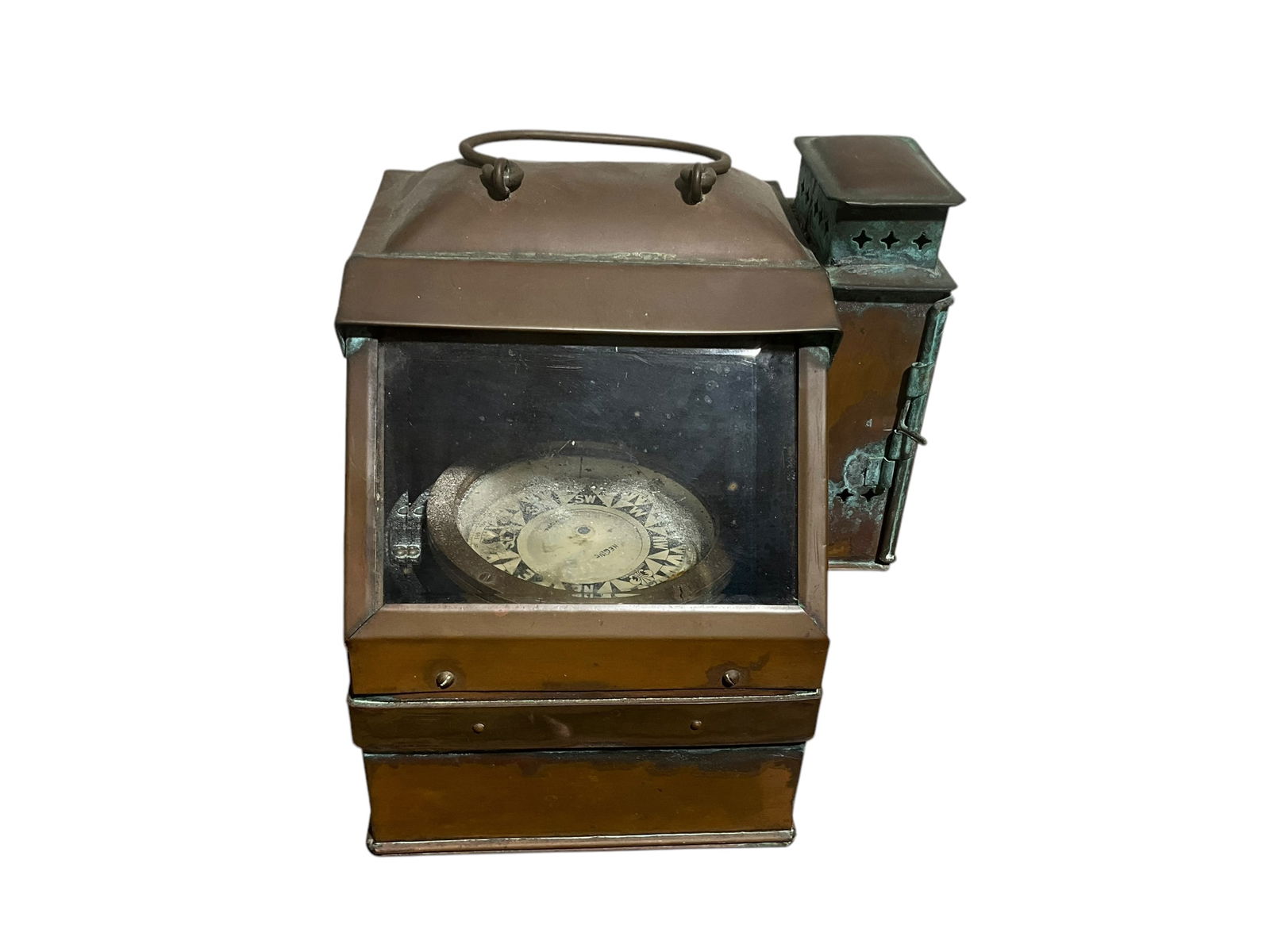 Ritchie Boston NEGUS NEW YORK Binnacle Ship Compass Tool + Oil Lamp (1 of 7)