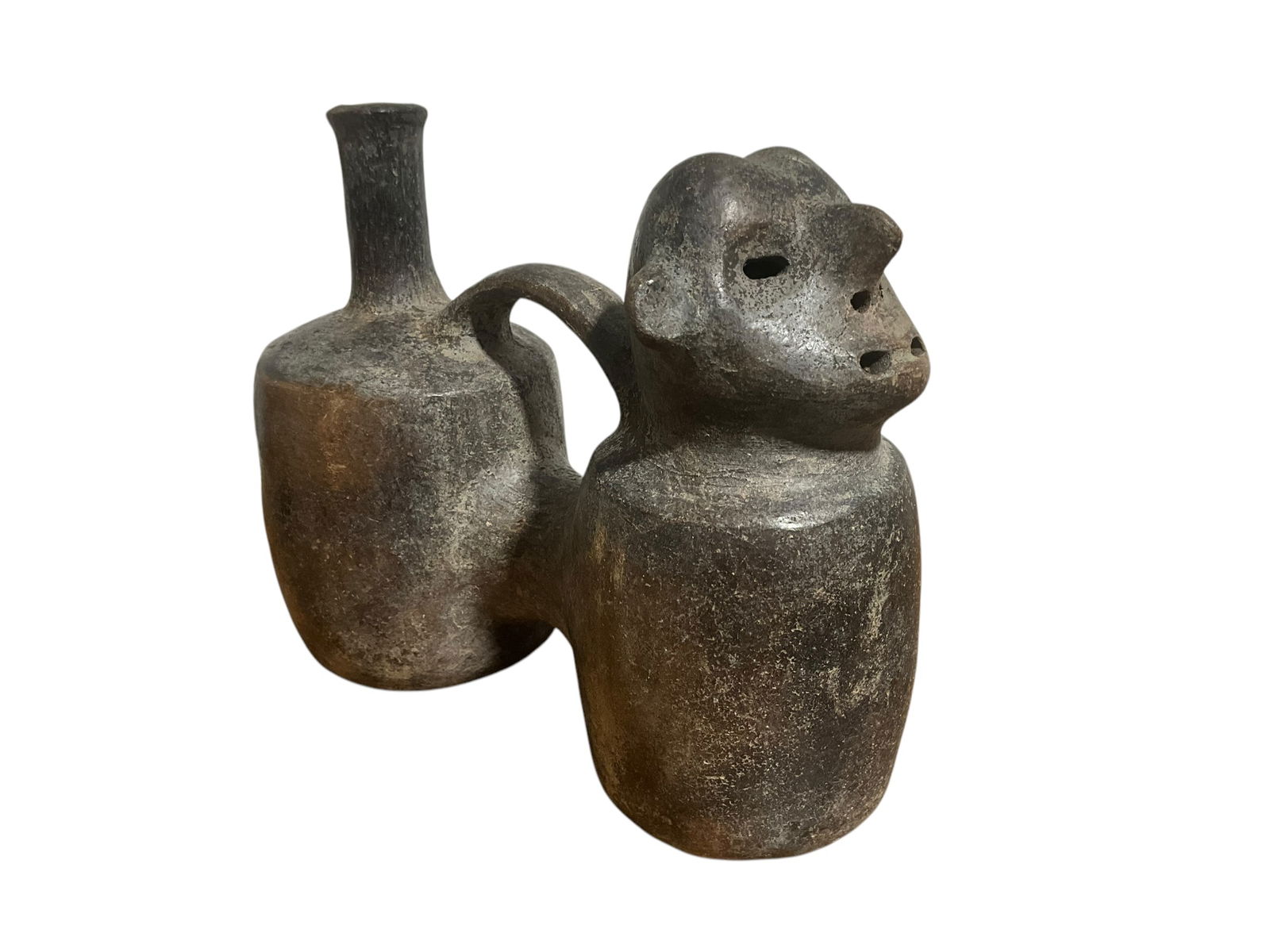 Peruvian Chimu Double Chambered Stirrup Whistle Vessel (1 of 4)