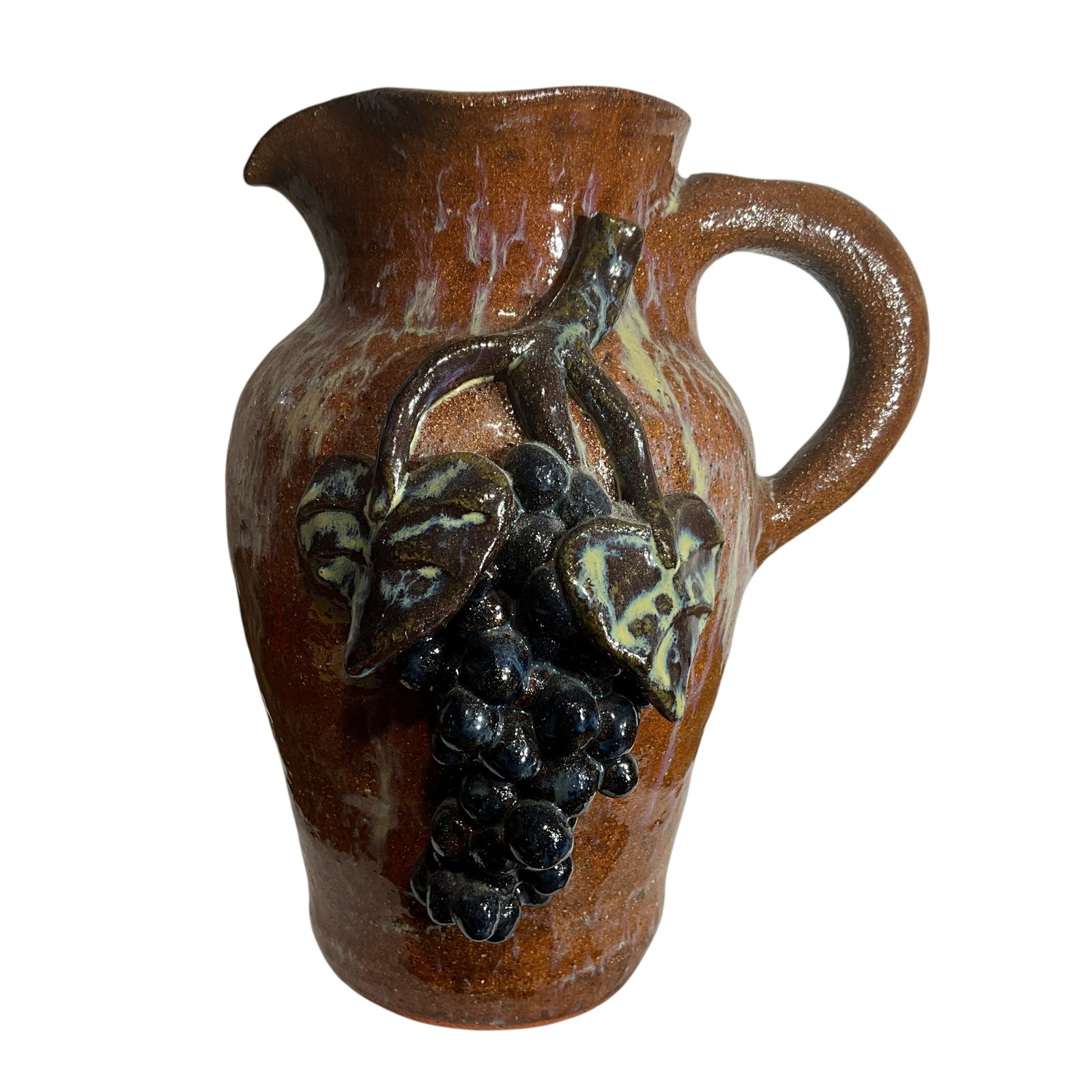Yardbird 2011 Raised Grapes and Leaves Signed Pottery Pitcher (1 of 3)
