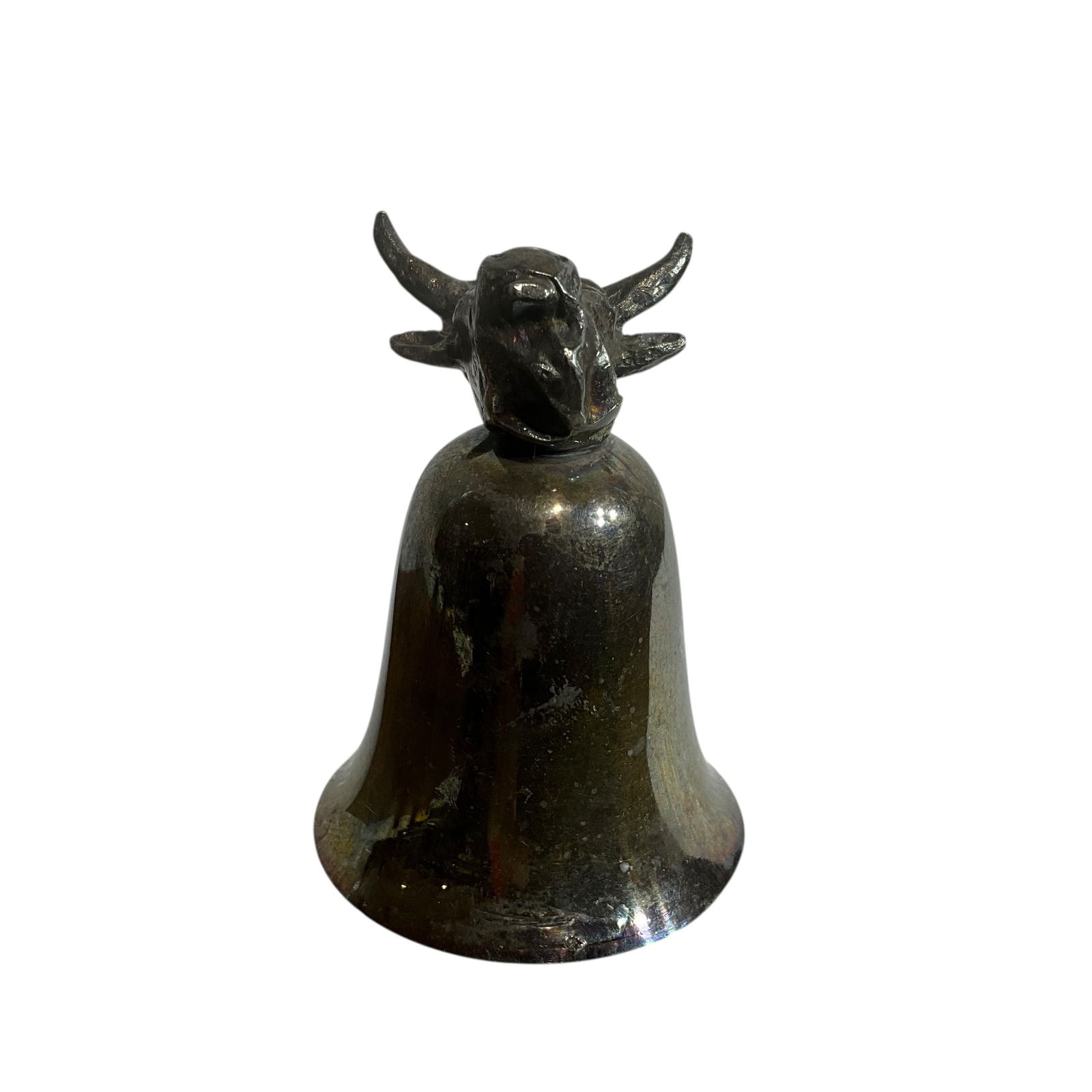 Silver Plate Bull Cow Bell With Cast Metal Top (1 of 4)