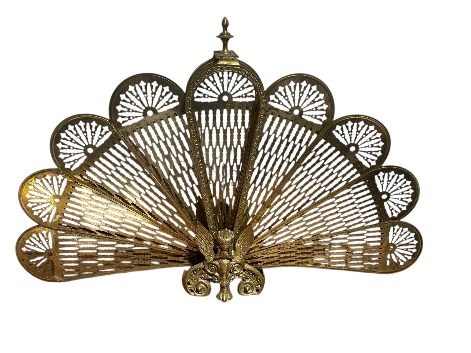 Vintage Gargoyle Brass Peacock Fireplace Screen (1 of 4)