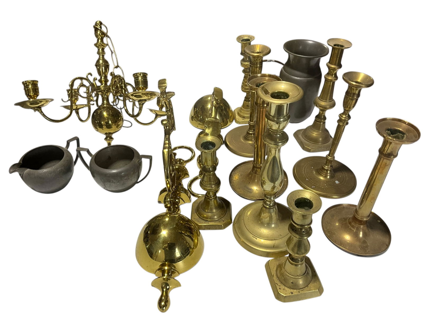 Lot Misc Brass / Pewter Items / Candle Holders Etc (1 of 1)