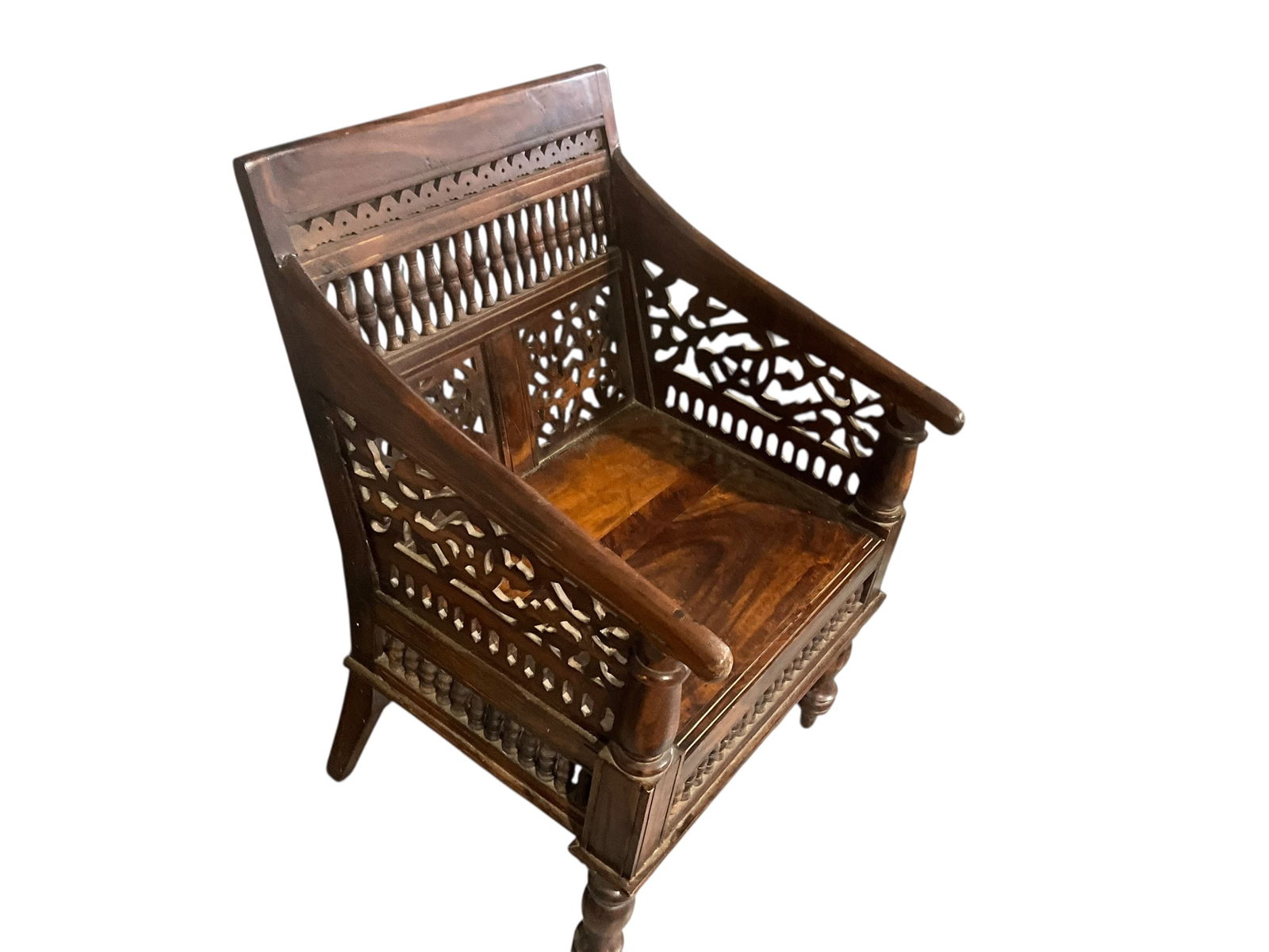 Hand Carved Moroccan Solid Wood Arm Chair (1 of 2)
