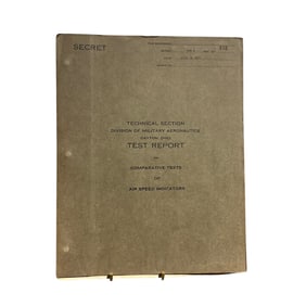 SECRET Technical Test Report On Airplanes Air Speed Indicators 1918