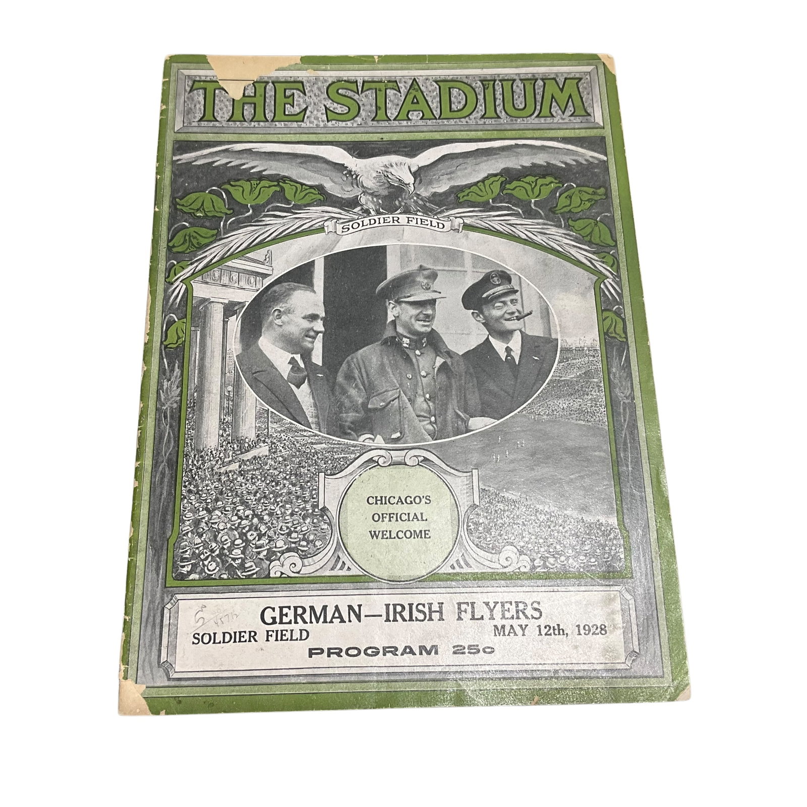 THE STADIUM 1928 Soldier Field German-Irish Flyers Program: Shows signs of wear. See photos.
