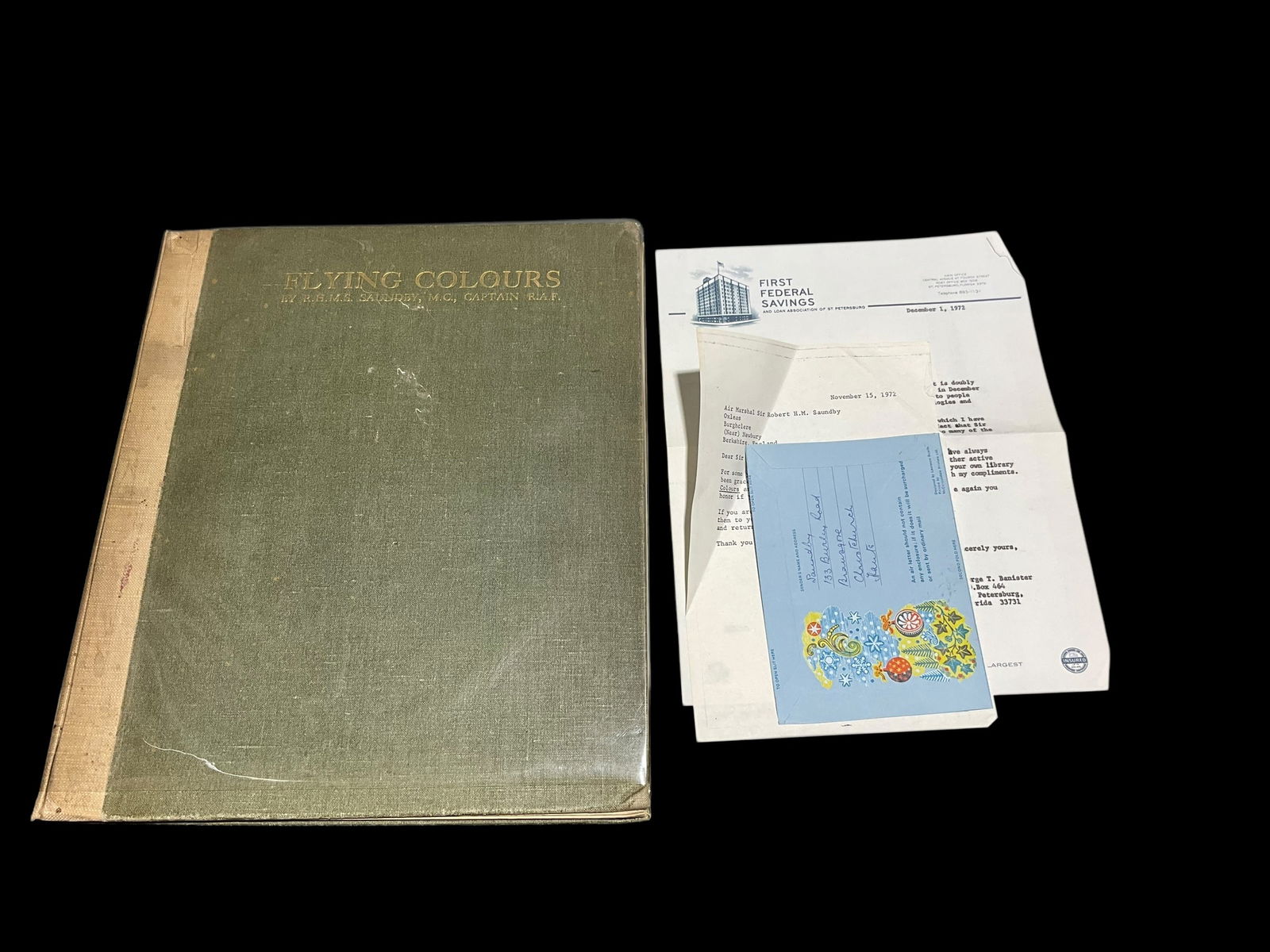 Flying Colours R.H.M.S. Saundby WWI Aviation Book w/ Letters #131 (1 of 12)