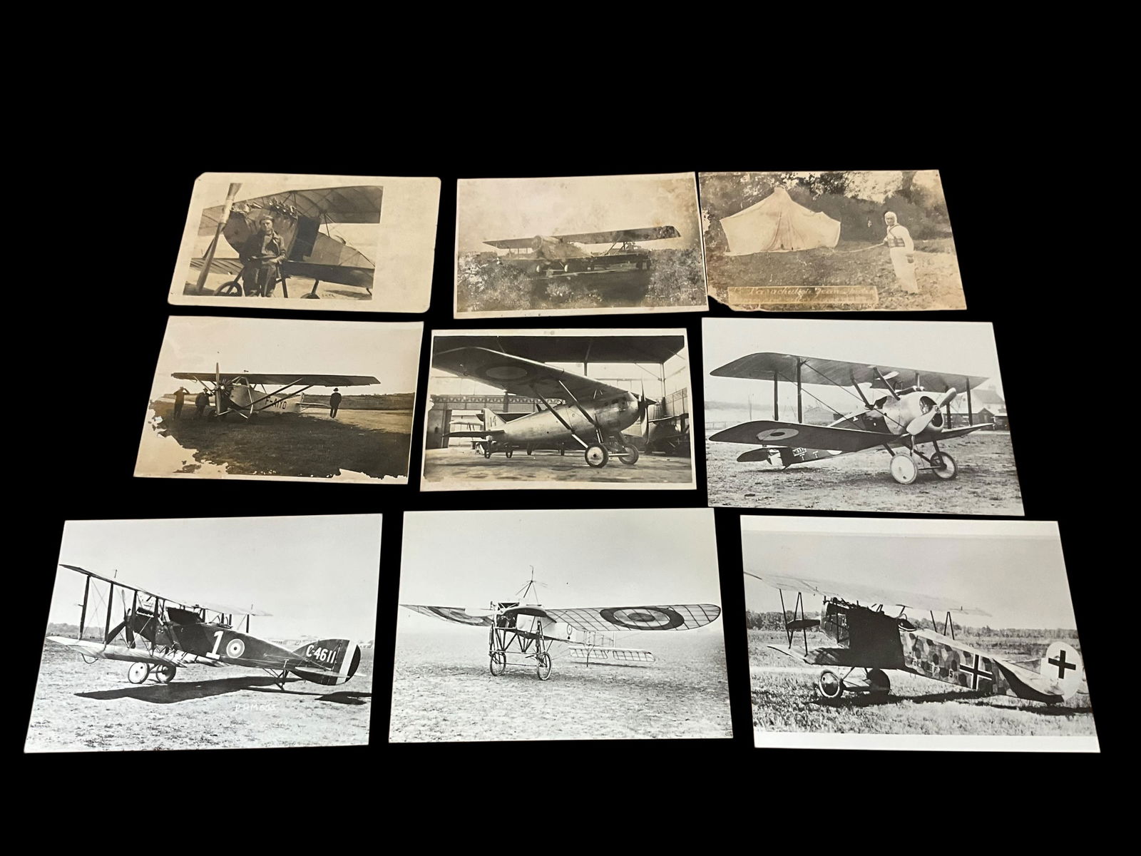 Lot Of 9 Vintage Aircraft Related Postcards: Unknown photographs.See photos.