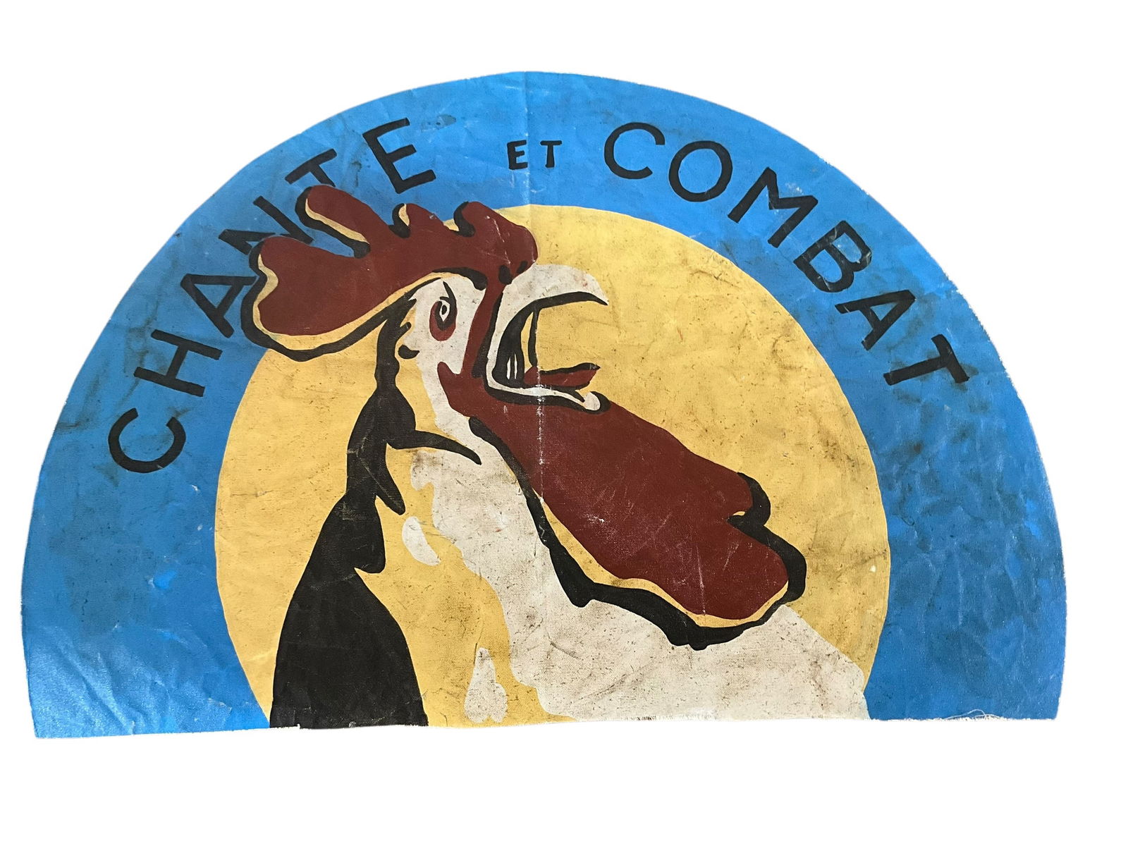 WWI Aircraft Canvas Skin FRE SPAD VII SPA-48 1917 CHANTE et COMBAT: 31 1/2 inches wide x 23 inches tall. Thick canvas material with markings on back. See photos.