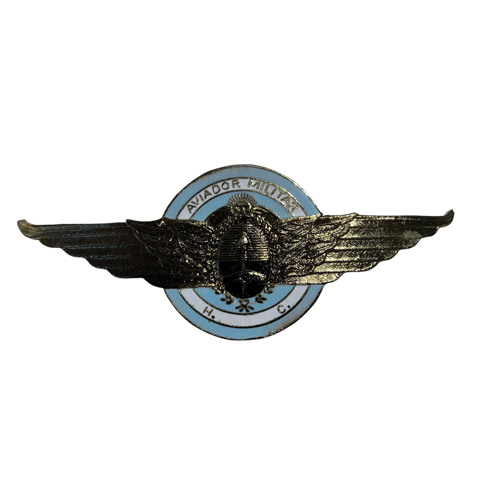 Argentina Air Force Aviator Pin Badge: Good condition. 3 1/2 inches across.