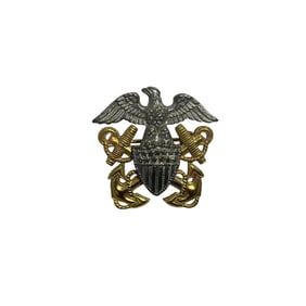 WWII Sterling Silver Gold Filled US Navy Officer Eagle Pin