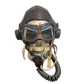 Vintage WWII Flying Helmet With Mask & Goggles