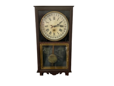 Antique Sessions Wall Clock With Key & Works