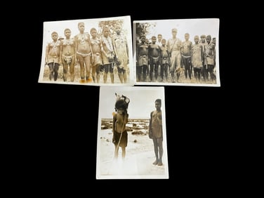 Lot Of 3 Tribal Wartime Authentic Photos With Soldier / Nudity