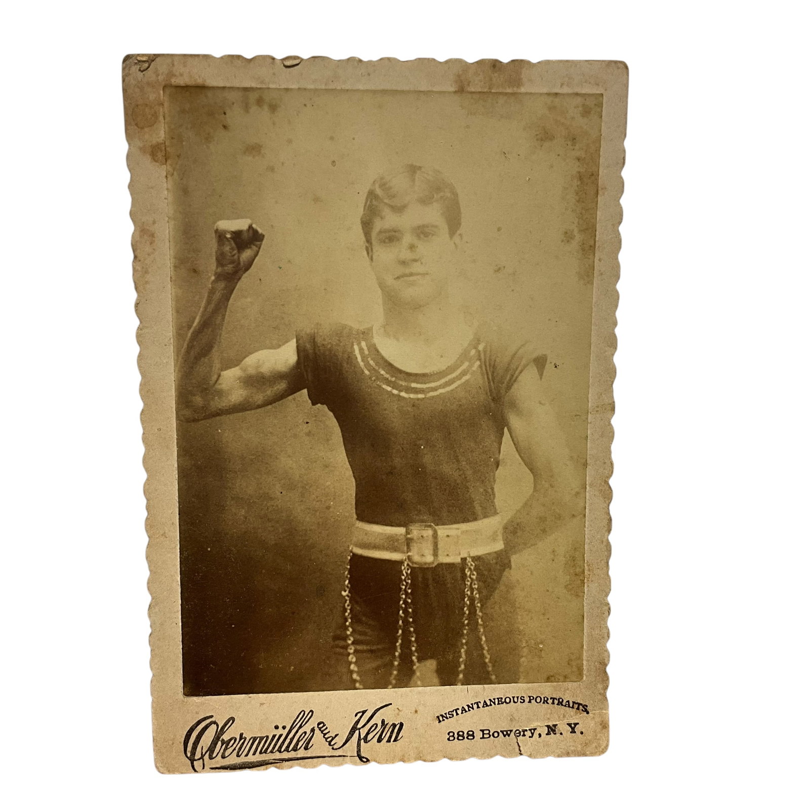 Obermuller And Kern Cabinet Card THE BOY SAMPSON / John Sanders Muscleman: Maybe Circus, Boxer, Weight Lifter , ????Used condition. Some stainage.