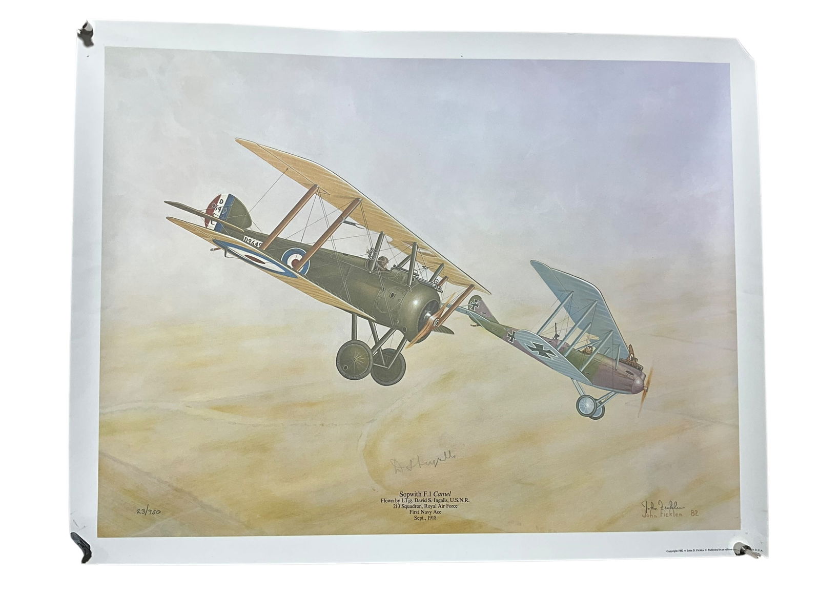Autographed David Ingalls Sopwith F.1 Camel Print by John Ficklen (1 of 3)