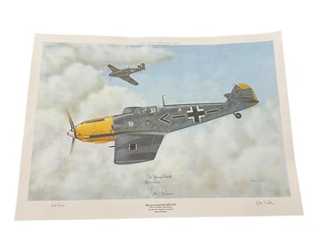 Messerschmitt Bf 109E-4/N John Ficklen Print Signed By Ace Adolf Galland