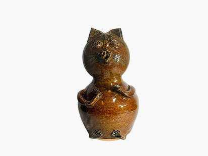 Ryan Miller Ram Pottery Cat Figural: Mint condition. Signed and dated on bottom. Stands 9.5 inches tall.
