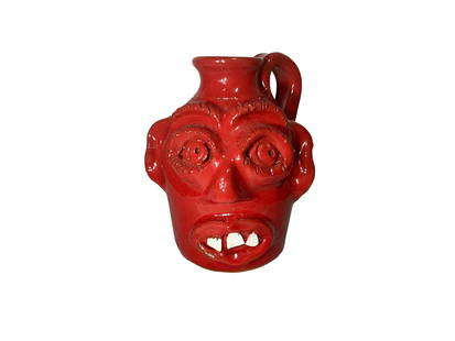 Mary & Stanley Ferguson Red Face Jug: Mint condition. Signed and dated 2012 on bottom. Stands 5 inches tall.