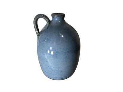 JR Cooper Blue Jug: Mint condition. Signed and dated 1988 on bottom. Stands 6.5 inches tall.