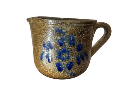 Salt Glazed Stoneware Pitcher: Mint condition. Stands 5.25 inches tall and 6 inches wide. Maker unknown.