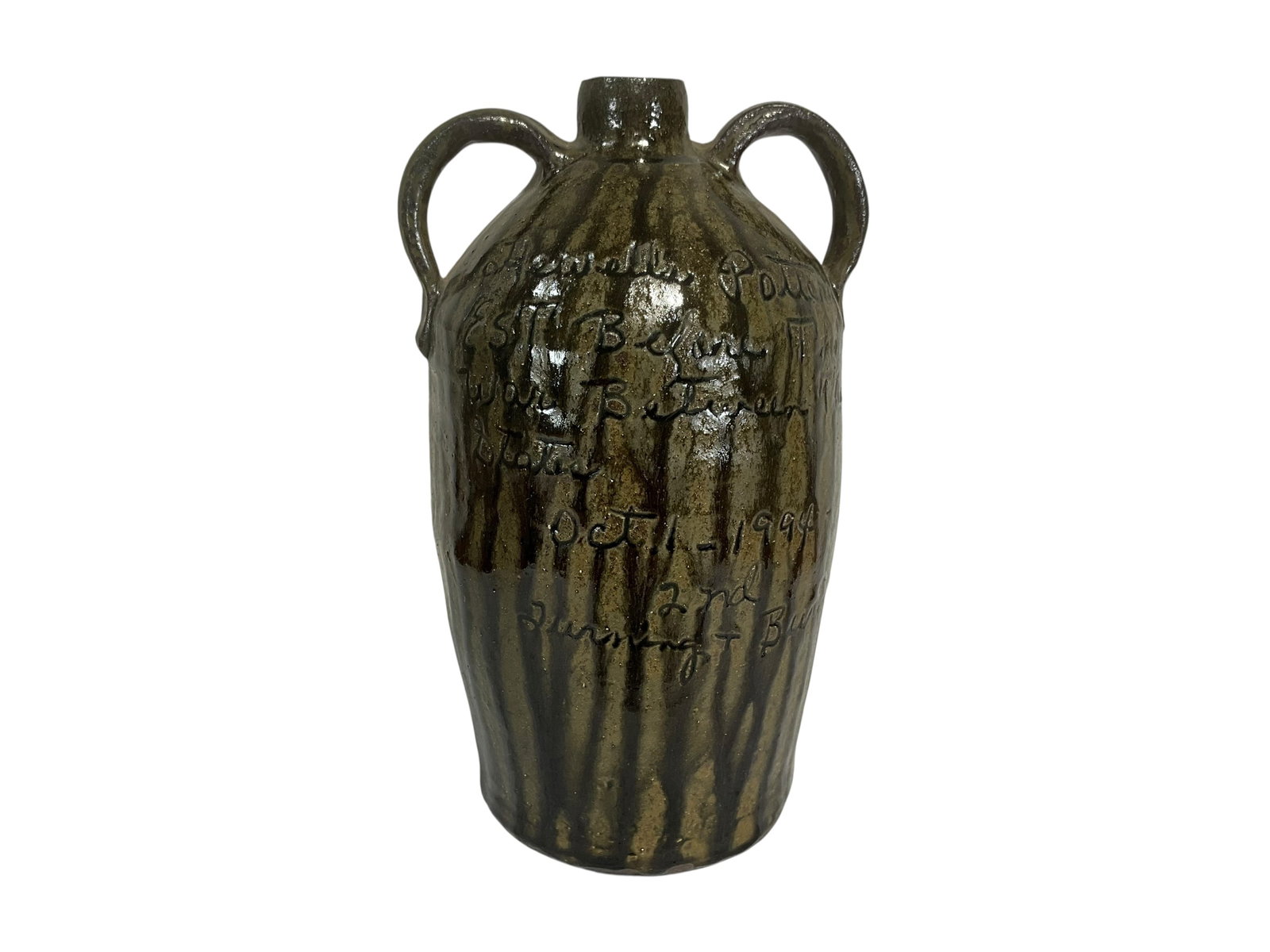 Grace Nell Hewell Turning & Burning Jug 1994: Mint condition. Signed and numbered on bottom. Jug made to commemorate the 2nd Turning & Burning on October 1, 1994. Stands 10 inches.