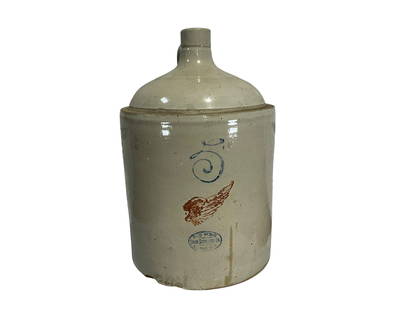 Red Wing Union Stoneware Stacker Jug: Overall good condition. A few chips around the bottom. 5 gallon capacity. Stands 17.5 inches.
