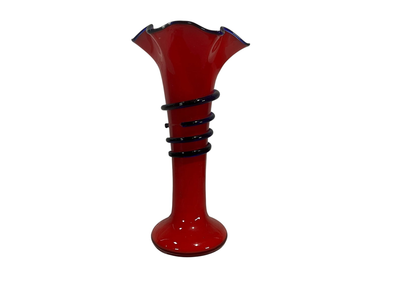 Vintage Czech Art Tango Fluted Glass Vase: Mint condition. 7 1/2 inches tall.