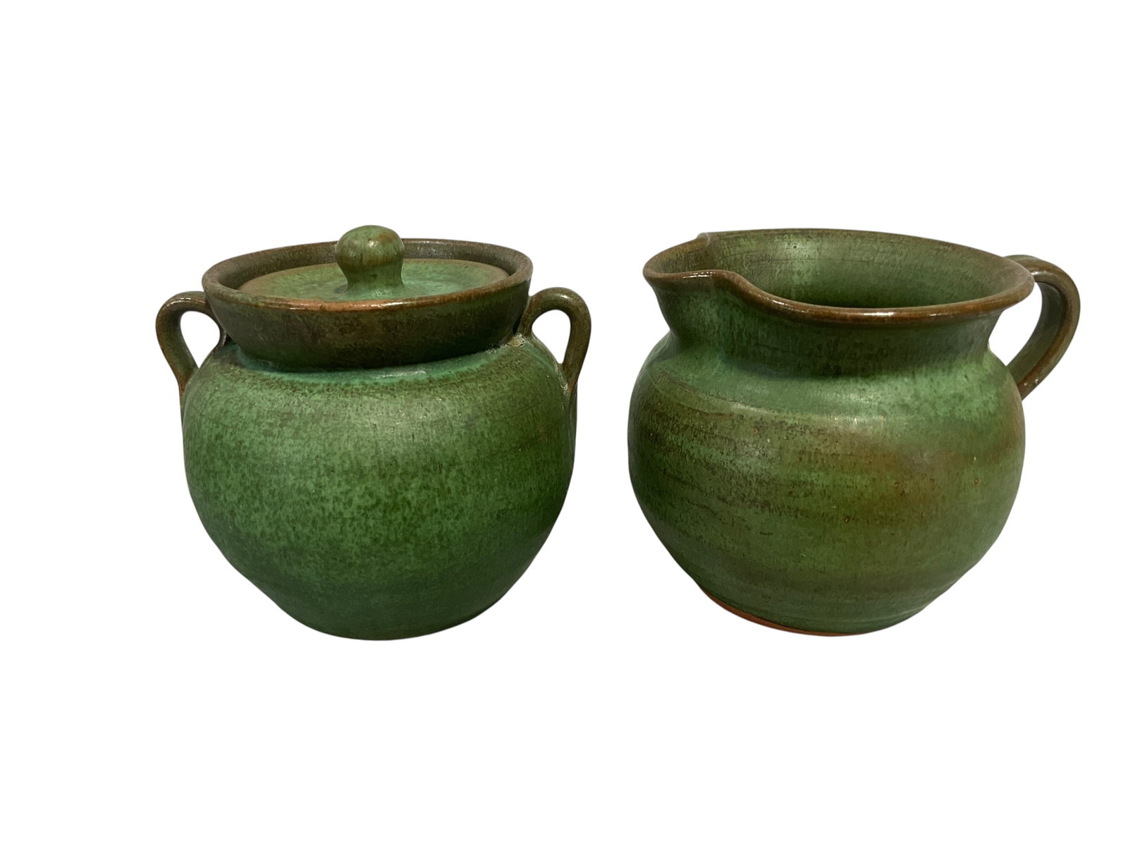 Cole Pottery Creamer & Sugar: Mint condition. Unsigned. Each item stands 3 inches.