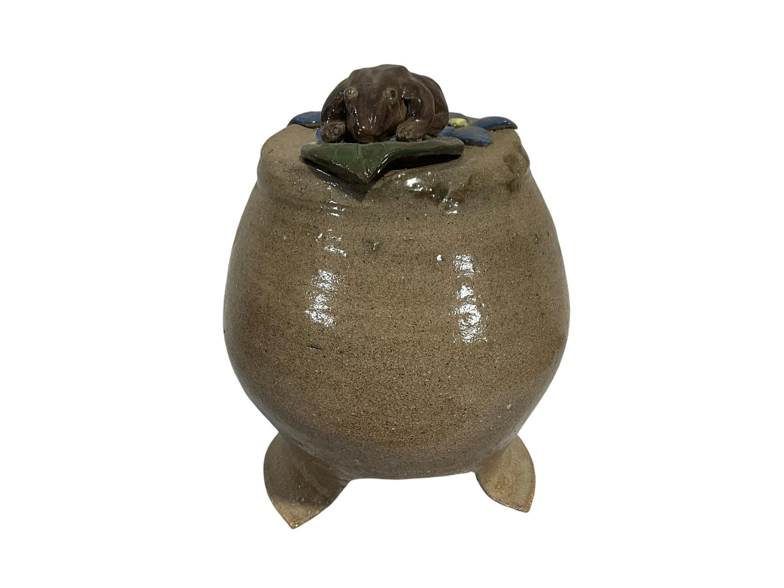 Anita Meaders Frog House: Mint condition. Signed on inside. Beautiful colors on top. Stands 9 inches.