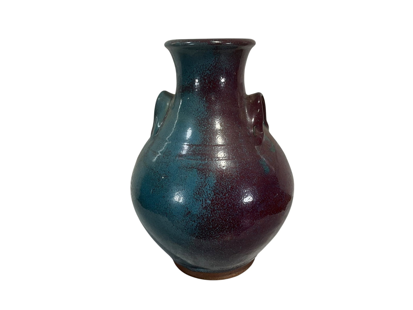 Vernon Owens Jugtown Blue & Purple Vase: Mint condition. Signed and stamped on bottom. Stands 10.25 inches.