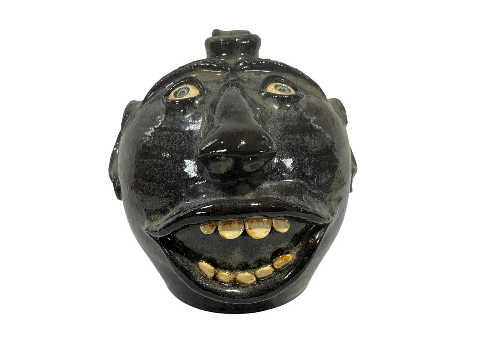 Linda Corn #50 Face Jug: A fine numbered example from Roger's wife Linda. Mint condition. Signed, dated and numbered on bottom. Stands 6 inches tall.