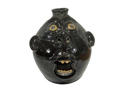 Early Roger Corn Face Jug: Mint condition. Signed and dated 12-98 on bottom. Stands 8 inches tall.