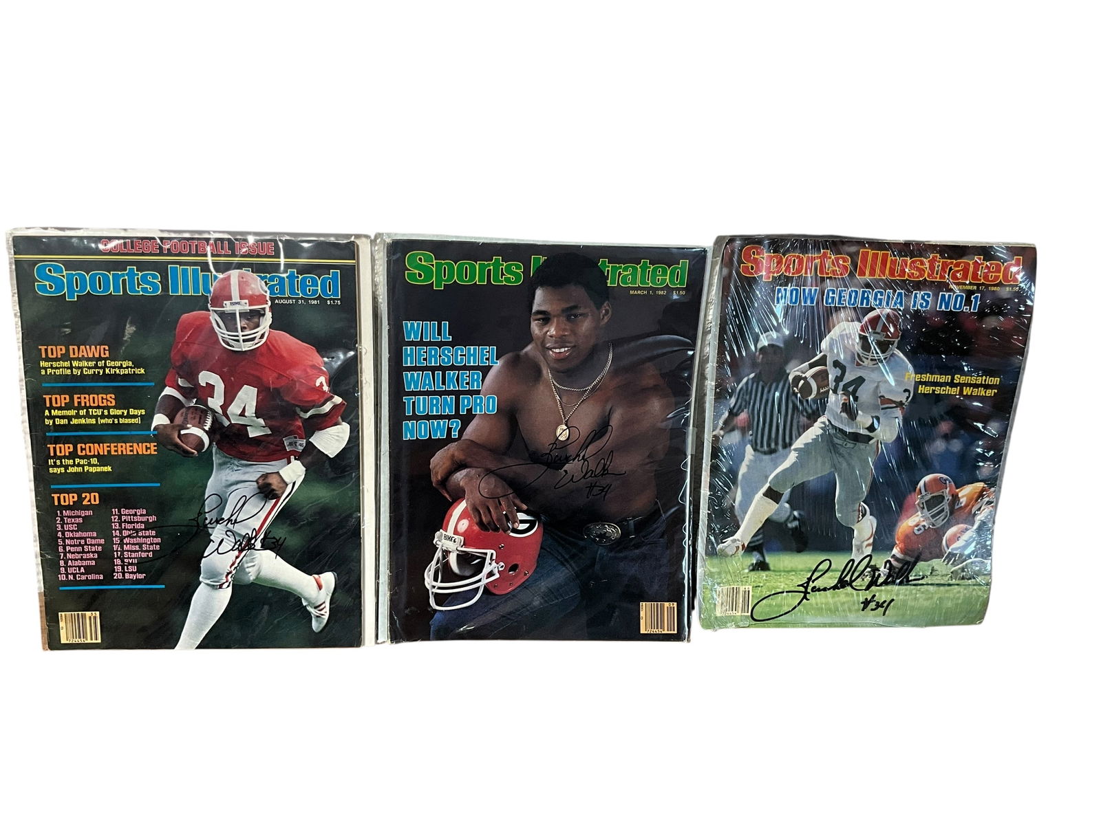 Three Herschel Walker Autographed Magazines (1 of 2)