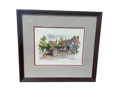 Original John Kollock Painting - 1995: A rare opportunity to own a John Kollock original. Titled 'Rye, Kent' Pencil signed and dated 1995. Painting is matted and framed and measures 14" x 15.5".