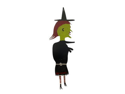 R.A. Miller Friend Derwood DAGWOOD Pepper Folk Art Metal Witch: North Ga Folk Artist Derwood “Dagwood&rdquo; Pepper. Close friend of R.A. Miller. Measures 35 inches tall by 10 inches wide.