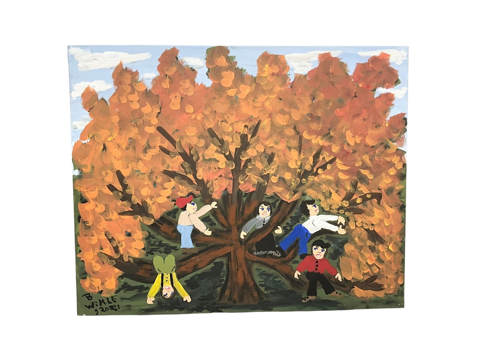 Barbara Wikle Kids Playing Folk Art Painting (1 of 1)