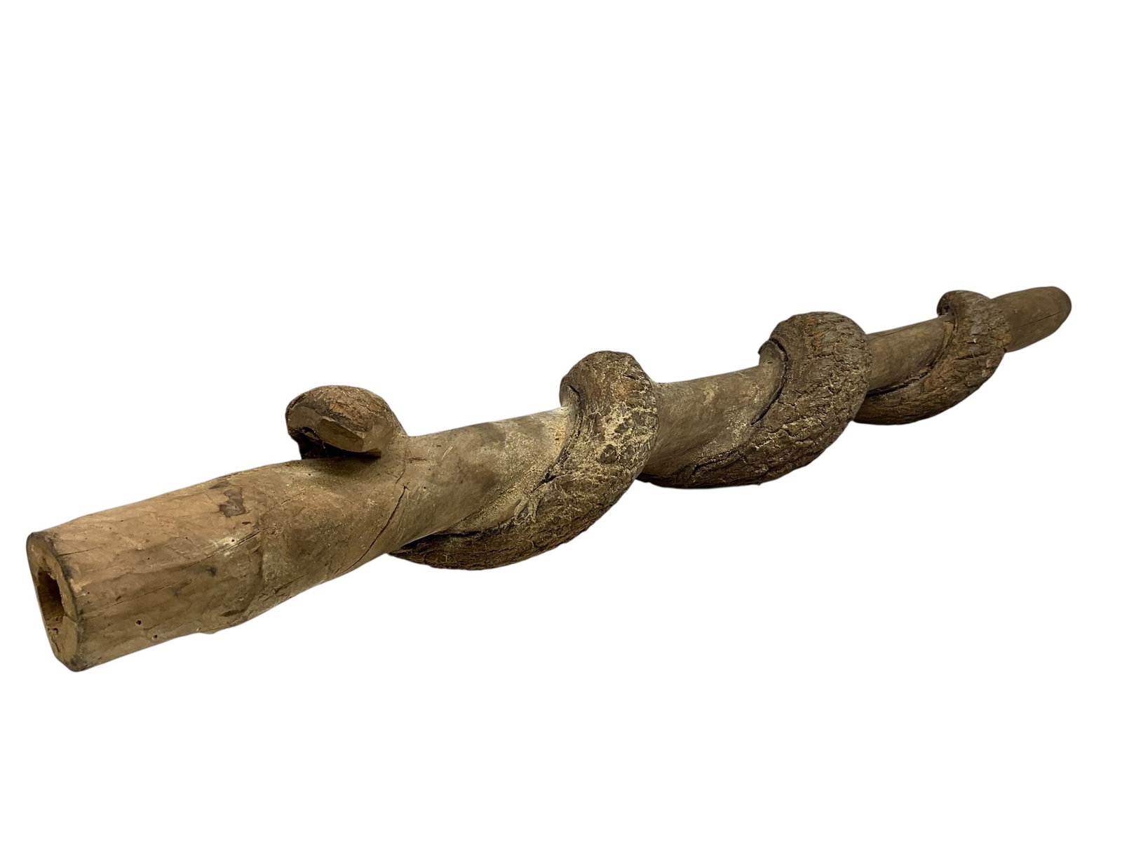 Awesome Outsider Art Carved Wooden Snake: 30 inches long. See photos.