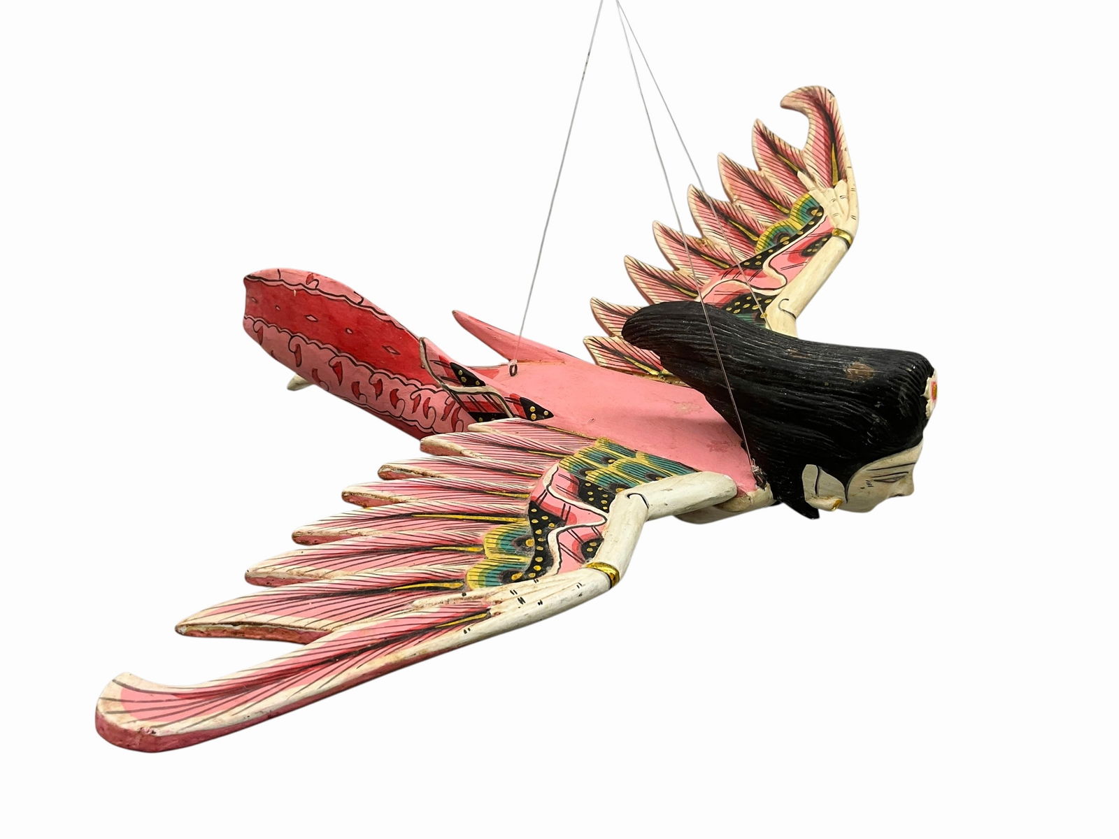 Wooden Hand Carved Folk Art Flying Angel (1 of 7)