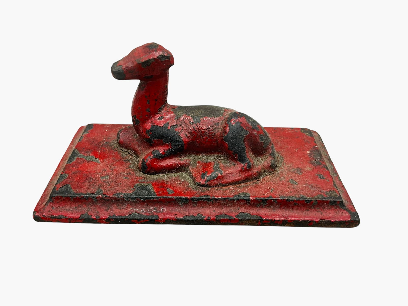 Vintage Cast Iron Animal / Door Stop: Base measures 5 x 2 3/4 inches. Original patina.