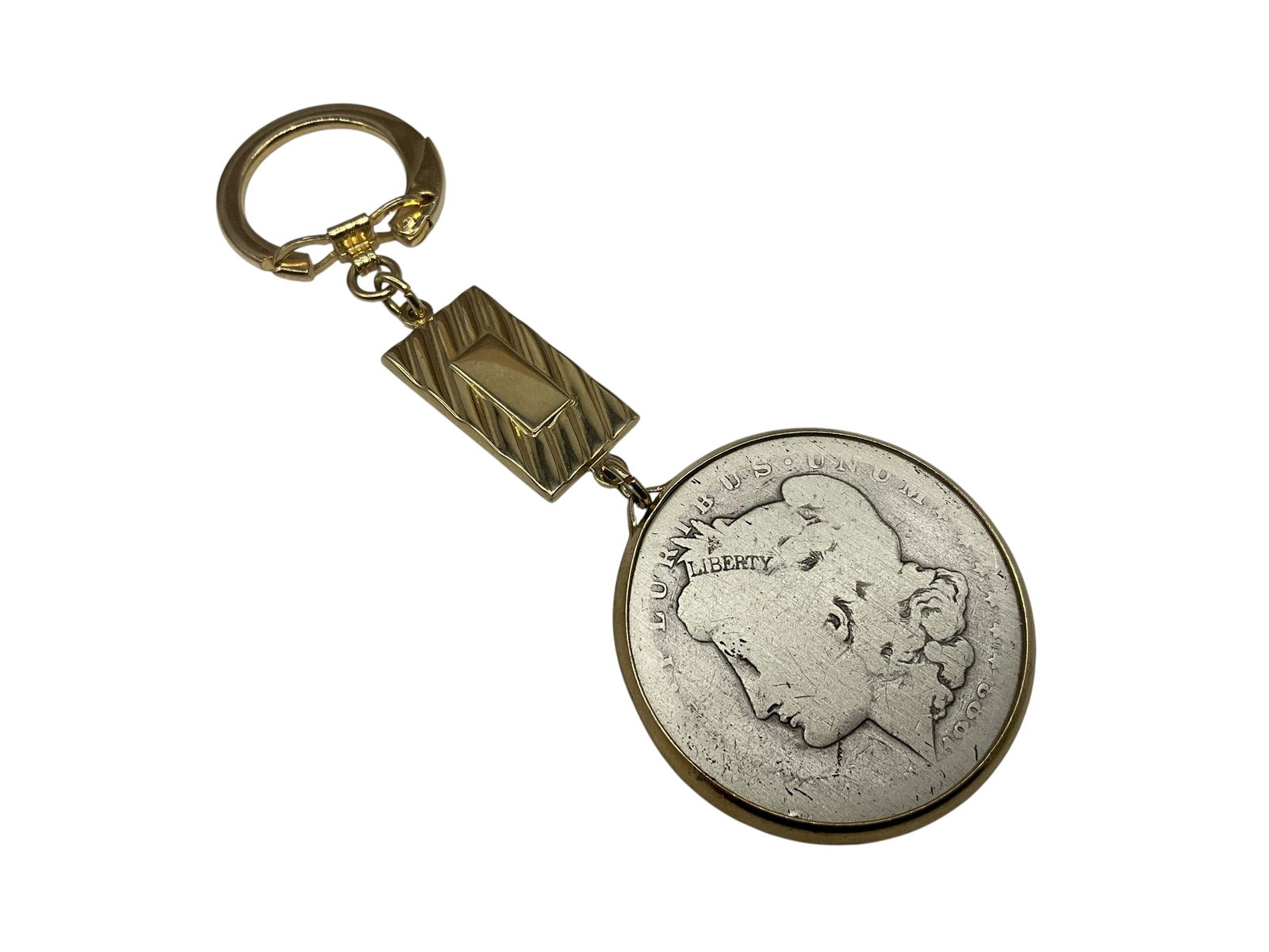 1883-S Morgan Silver Dollar In Swank Keychain: See photos.