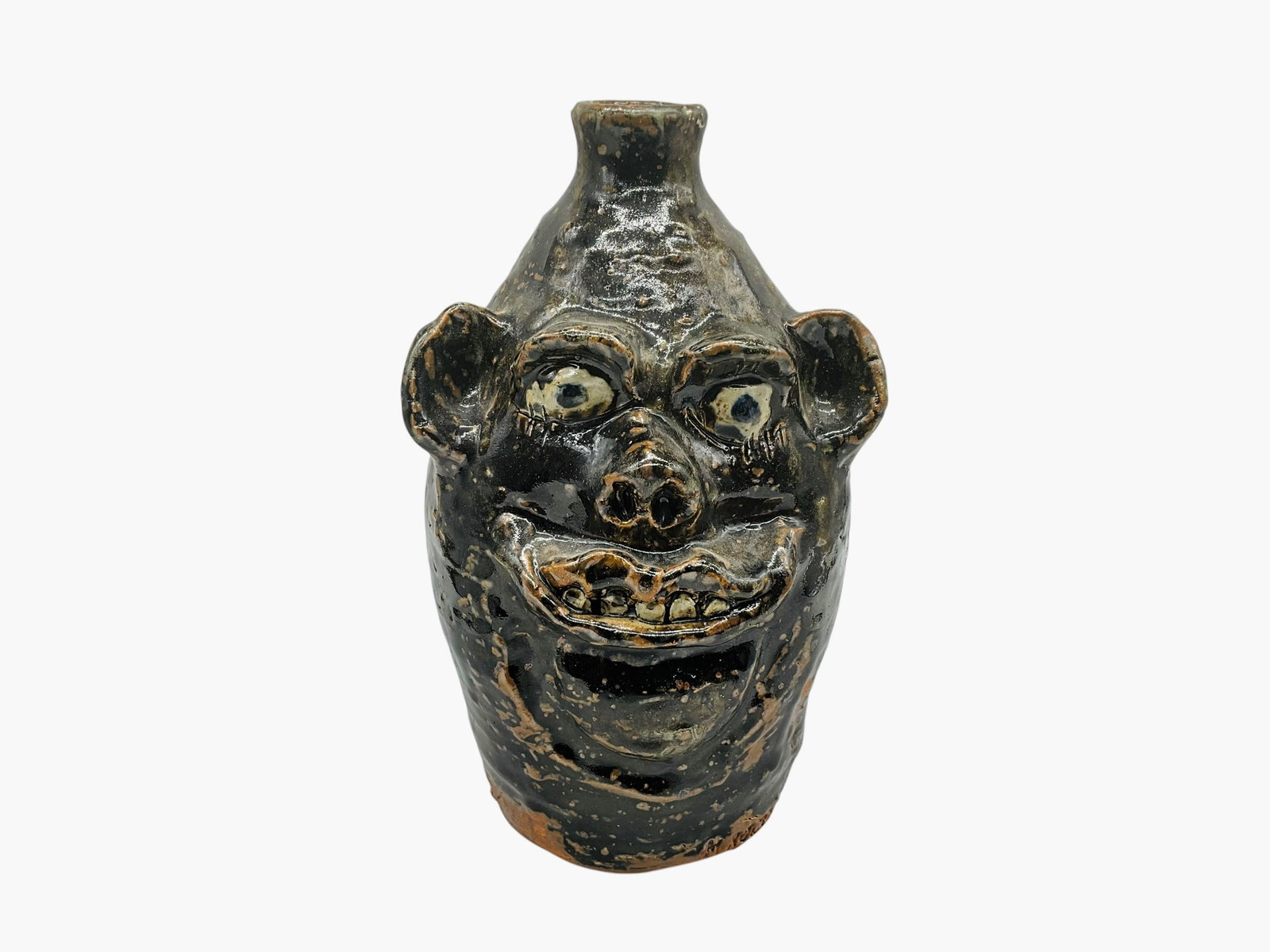 Large Marie Rogers God's Word Face Jug: Mint condition. Signed and stamped on body. In script on body reads, "Lord our Shepherd, Jesus our friend, God's work. L 6.5" x W 6.5" x 10.75"