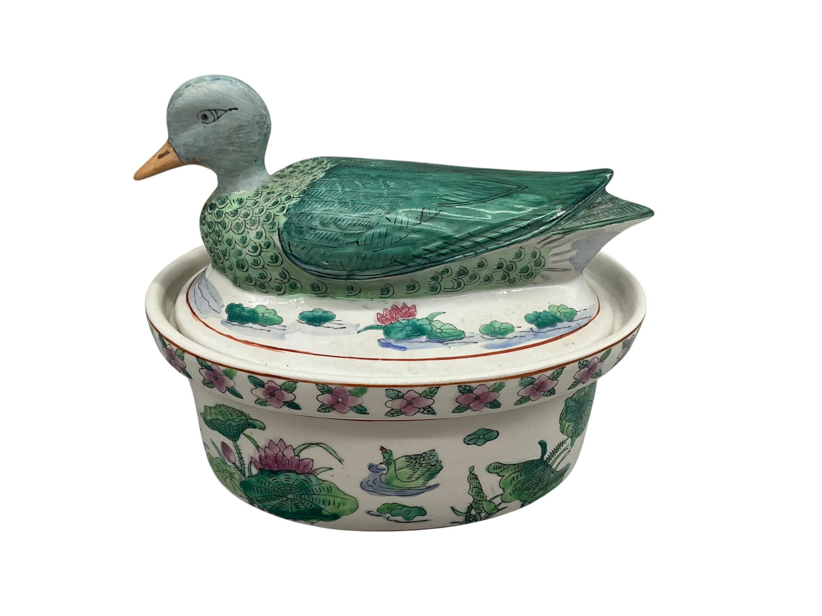 Chinese Chinoiserie Duck Tureen / Covered Dish (1 of 4)
