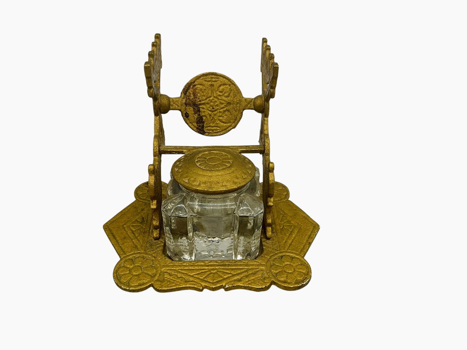 Judd Co. Patent 1879 Inkwell Stand & Jar (1 of 4)