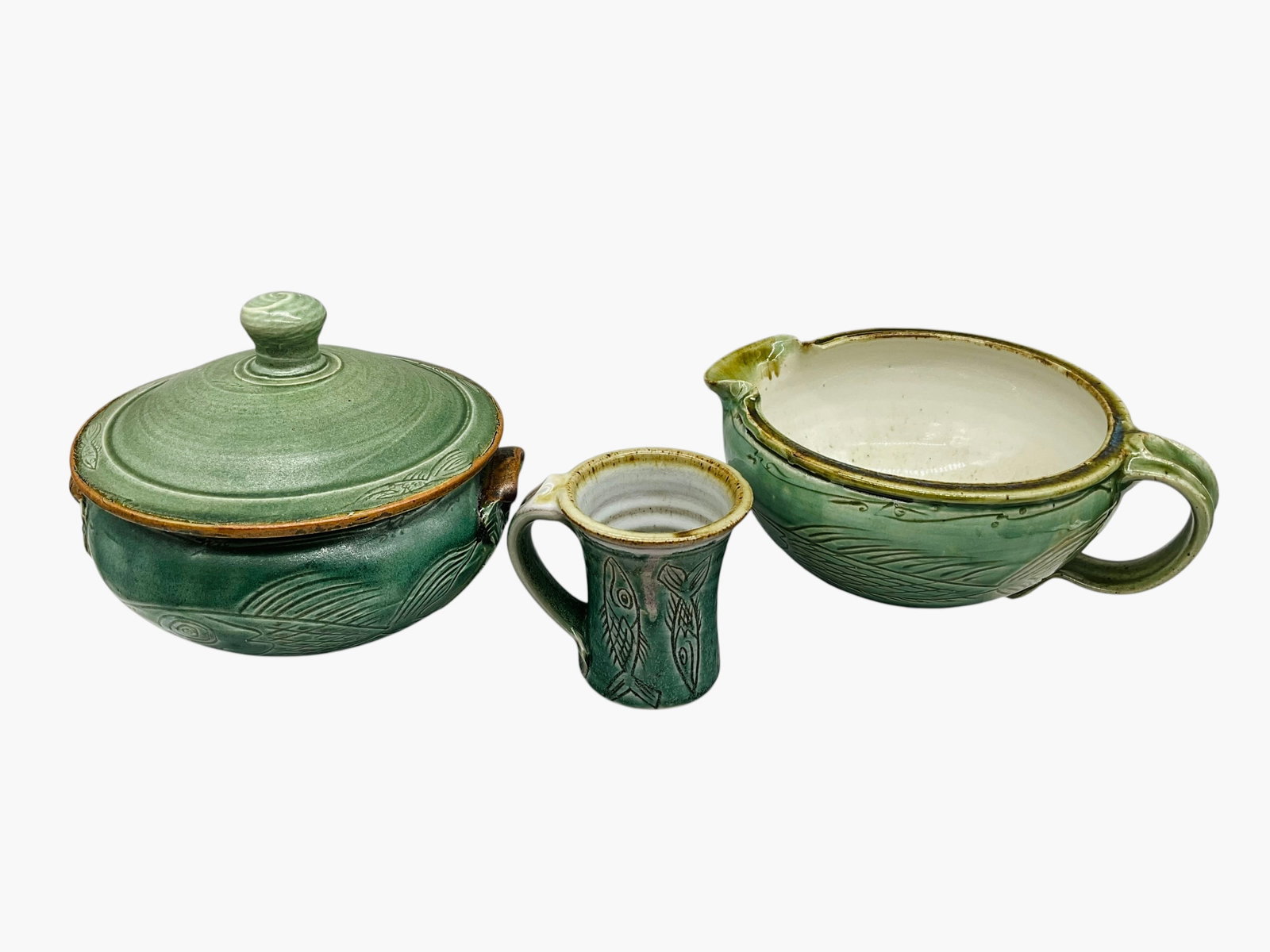 Three Pieces of Brian Morgan Fish Pottery (1 of 3)