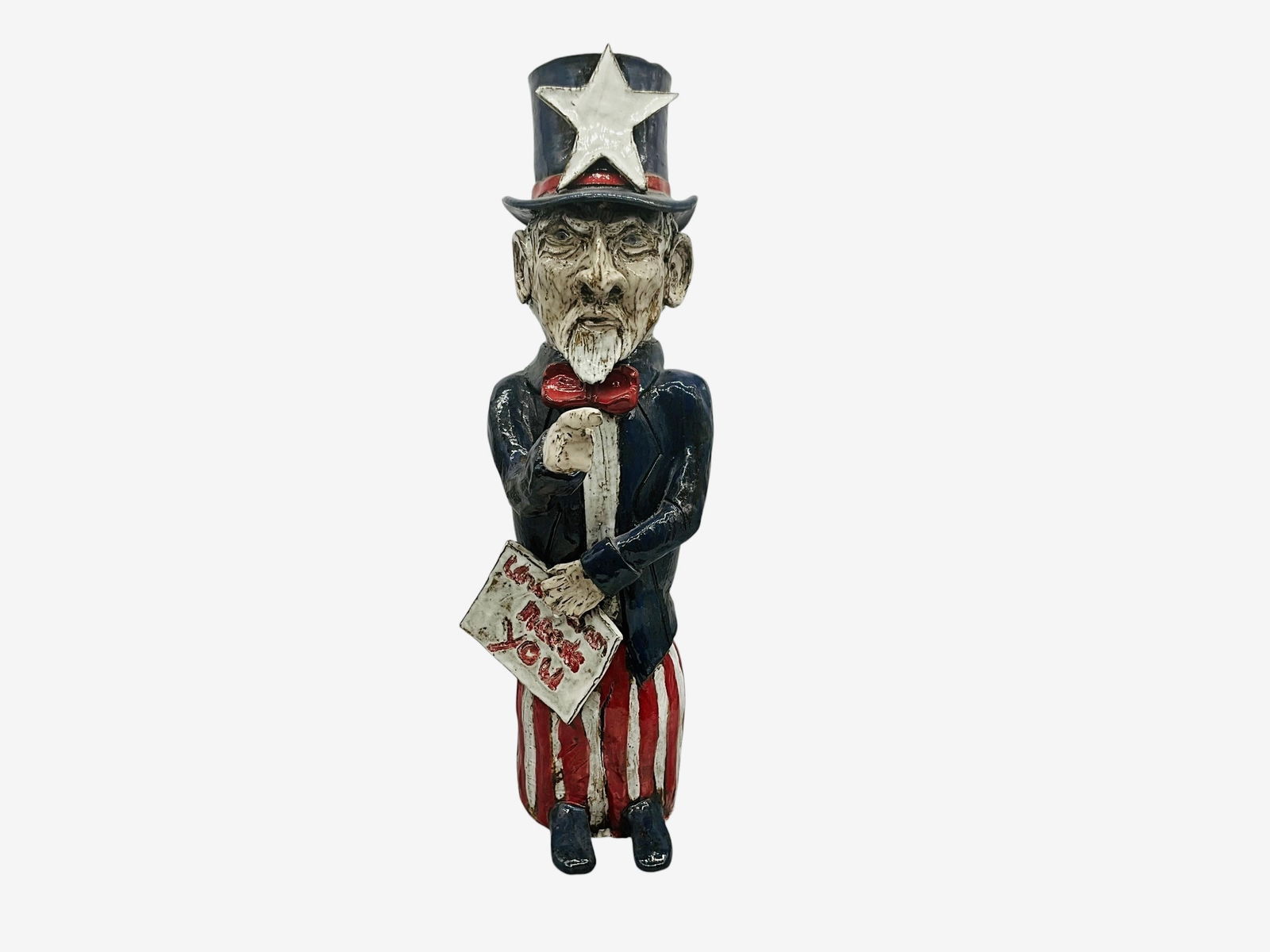 Large Huey & Ann Wheeler 2006 Uncle Sam Pottery Statue (1 of 6)