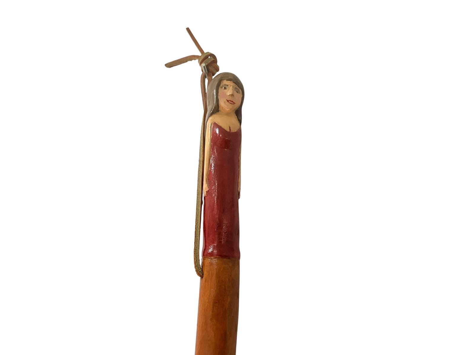 Wood Carved Folk Art Walking Stick / Carved Lady On Top (1 of 2)