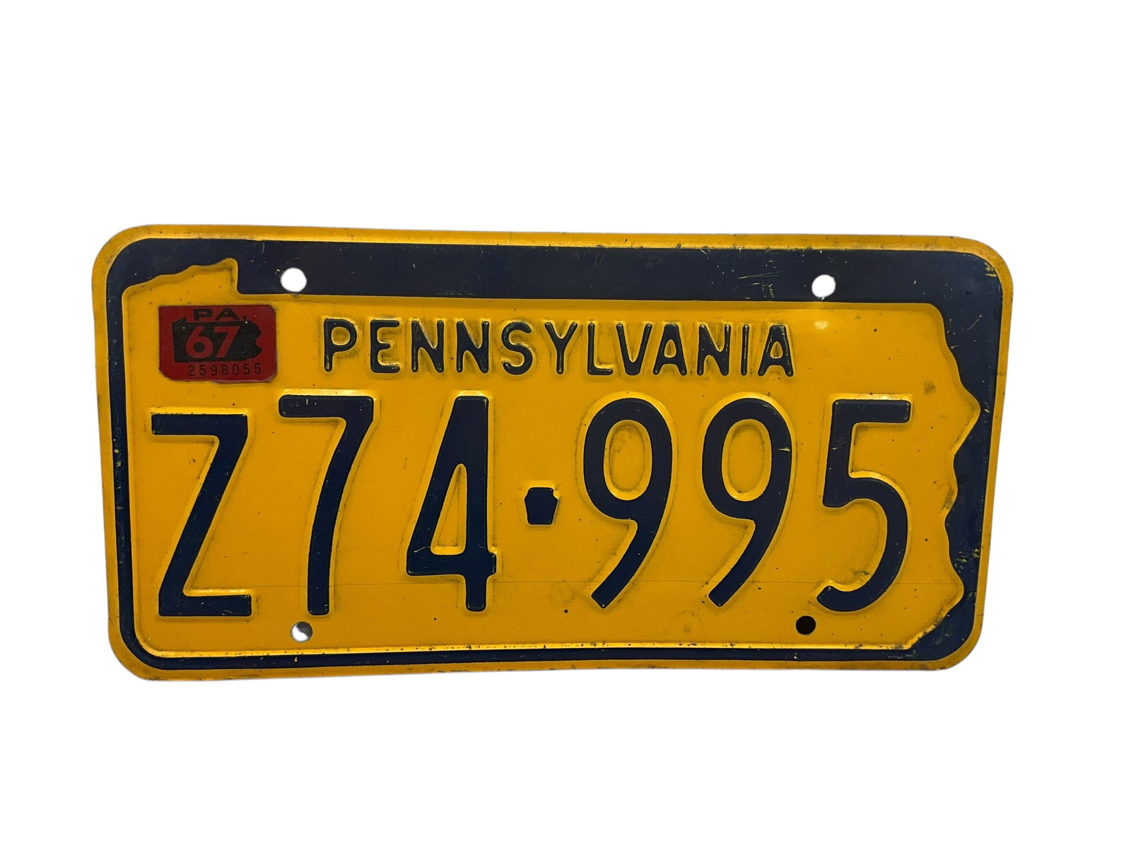 1967 Pennsylvania Auto License Plate Tag: Used condition. See photos.