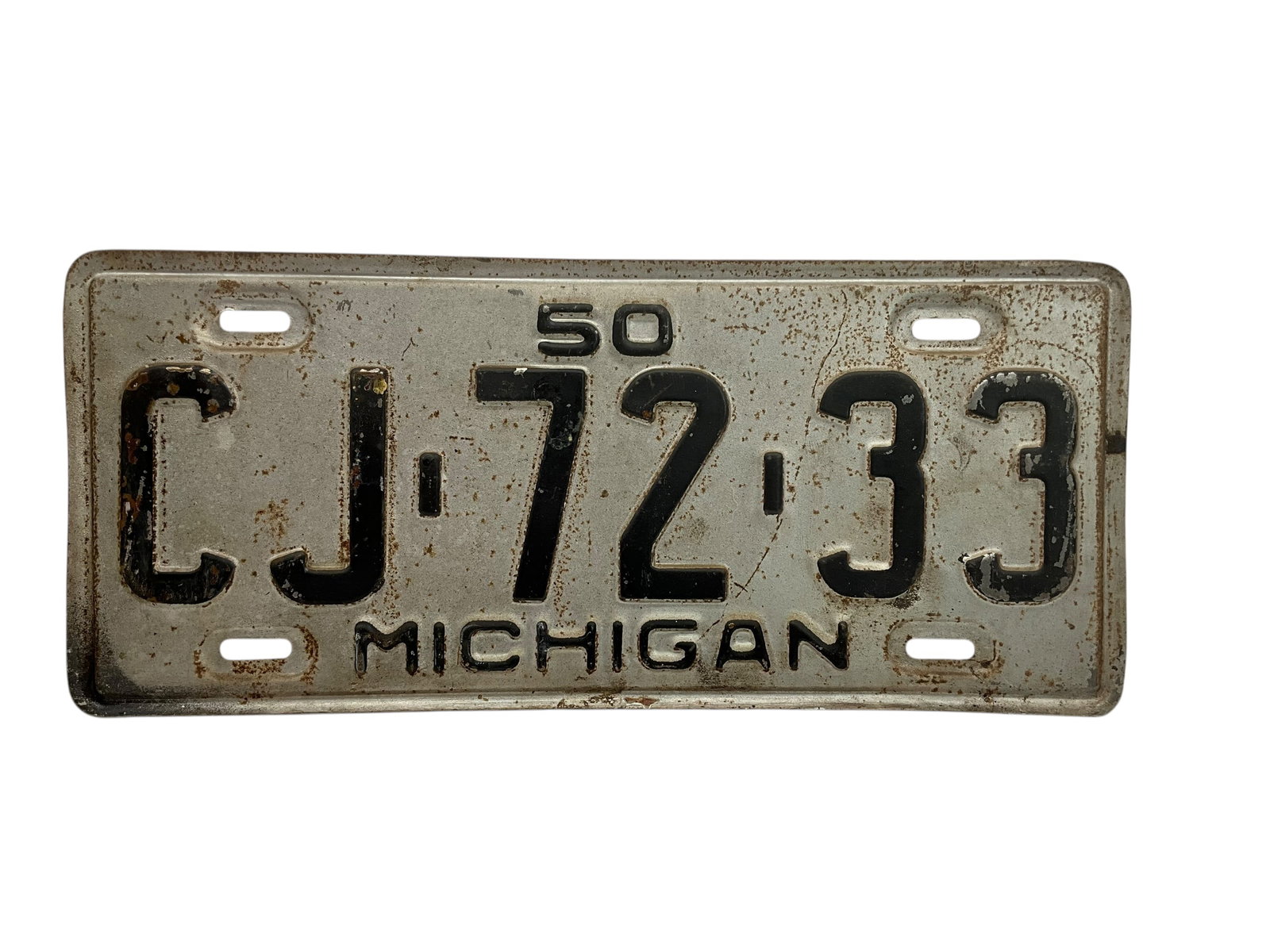 1950 Michigan Auto License Plate Tag: Used condition. See photos.